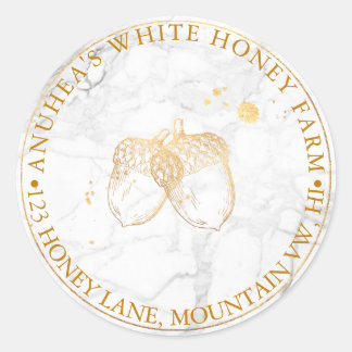 PixDezines FAUX GOUDEN EIKELS + MARMER Ronde Sticker