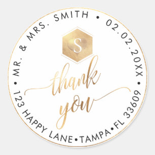 PixDezines FAUX GOUDEN HONINGRAAT, DANK U + HART Ronde Sticker