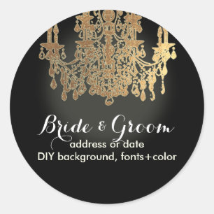 PixDezines faux gouden kristallen kroonluchter/DIY Ronde Sticker
