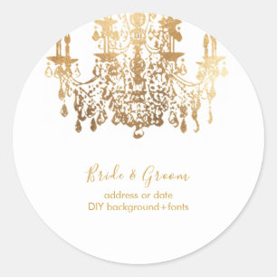 PixDezines Faux gouden kristallen kroonluchter Ronde Sticker