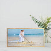 PixDezines faux gouden lijst/dank u bruiloft foto Bedankkaart (Staand voorkant)