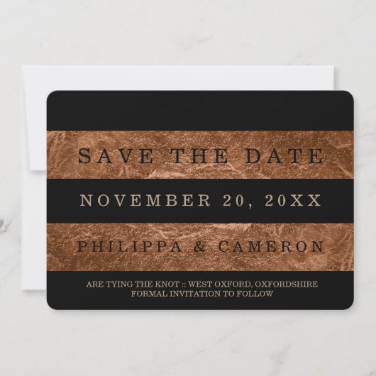 PixDezines faux koperfolie strepen de datum beware Save The Date (Voorkant)