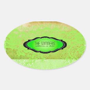 PixDezines  faux lace / DIY achtergrond kleur Ovale Sticker