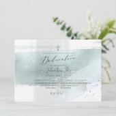 PixDezines Faux Metallic Dusty Blue Dedication Kaart (Staand voorkant)