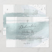 PixDezines Faux Metallic Dusty Blue Dedication Kaart (Voorkant / Achterkant)