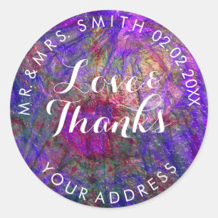 PixDezines FAUX METALLIC VIOLET+GOLD Ronde Sticker