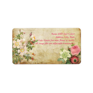 PixDezines faux parchment/ rozen Etiket