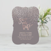 PixDezines Faux Roos Gold Confetti Save the Date (Staand voorkant)