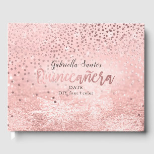 PixDezines FAUX ROOS GOLD CONFETTI+SNEEUWBENKEH Gastenboek