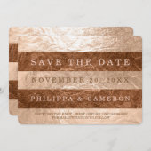 PixDezines Faux Roos Gold+Copper Stripes/save date Save The Date (Voorkant / Achterkant)