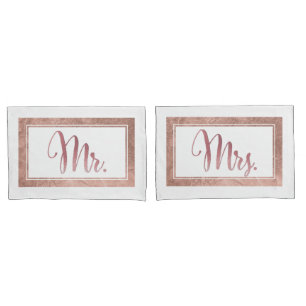 PixDezines Faux Roos Gold/Mr/Mrs Kussensloop