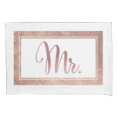 PixDezines Faux Roos Gold/Mr/Mrs Kussensloop (Voorkant-Links)