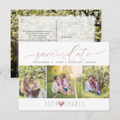 PixDezines Faux Roos Gold Save the Date Briefkaart (Voorkant / Achterkant)