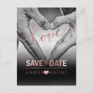 PixDezines Faux Roos Gold Save the Date/Heart Aankondigingskaart