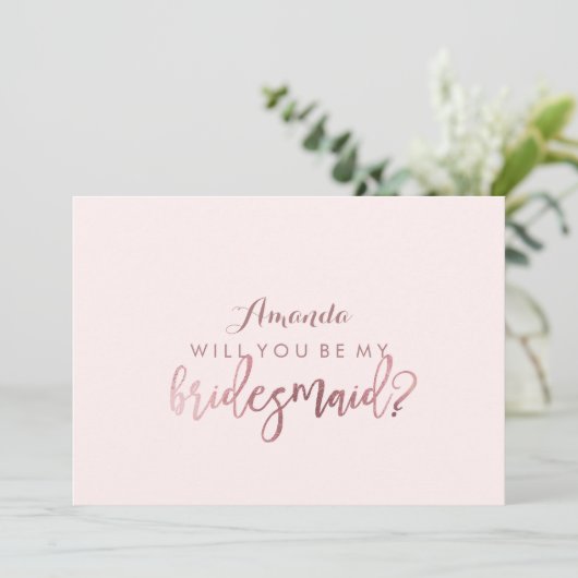 PixDezines Faux Roos Gold zal je zijn..Bridesmaid Kaart (Staand voorkant)