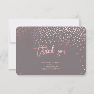 PixDezines Faux Roos Gouden Confetti Dank u Bedankkaart