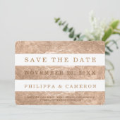 PixDezines Faux Roos Gouden Strepen/datum opslaan Save The Date (Staand voorkant)
