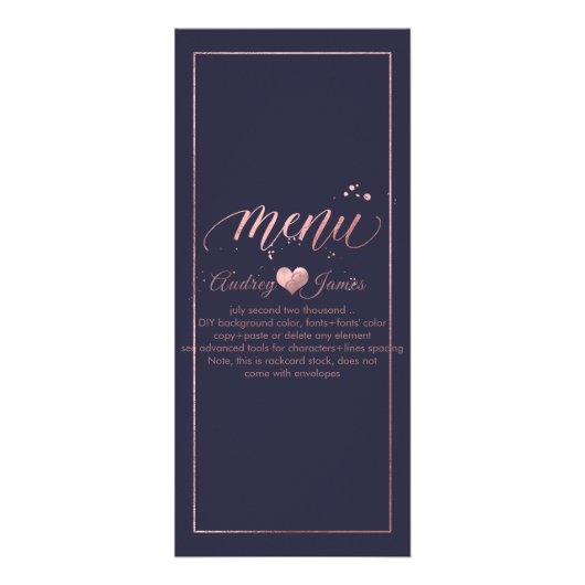 PixDezines Faux Rose Gold Calligraphy Menu Script (Devant)