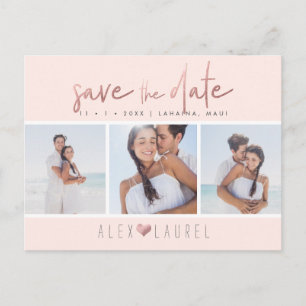 PixDezines Faux RoseGold Chic Script Save the Date Briefkaart