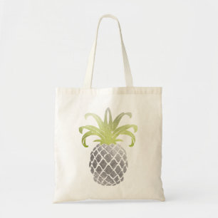 PixDezines Faux Silver Gold Pineappel Tote Bag