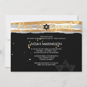 PixDezines faux Silver/Gold/Strees bar mitzvah Kaart