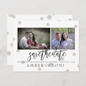 PixDezines Faux Silver Polka Dots Sla de datum op Save The Date (Voorkant / Achterkant)
