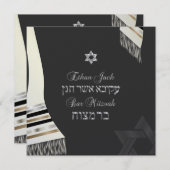 PixDezines faux zijde talit mitswa/zwart+zilver Kaart (Voorkant / Achterkant)