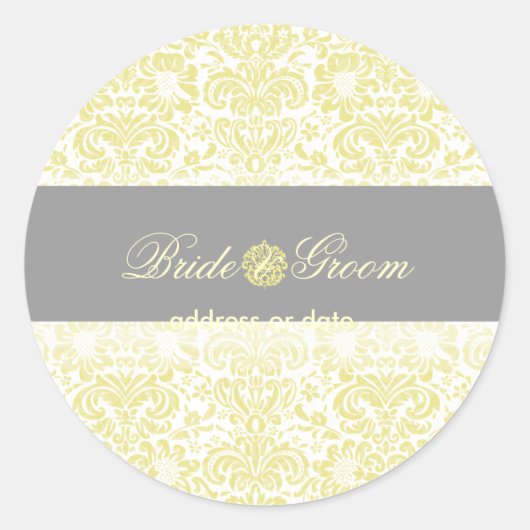 PixDezines Fidora Damask Ronde Sticker (Voorkant)