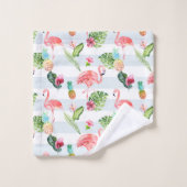PixDezines Flamant rose rose+Aquarelle florale (Gant de toilette)