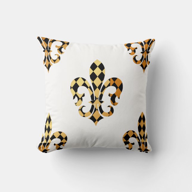 PixDezines fleur de lis/gold/black/DIYbackground Kussen (Voorkant)