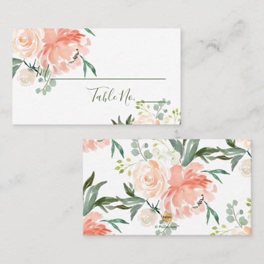 PixDezines Fleurs aquarelles Cartes de positionnem (Devant / Derrière)