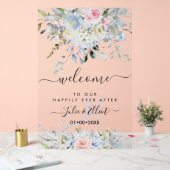 PixDezines Fleurs Bleues Roses Élégantes (Mariage)