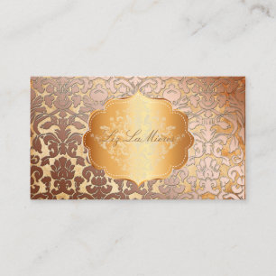 PixDezines FLORA DAMASK FAUX COPPER+PARCHMENT Visitekaartje
