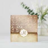PixDezines  Flora Damask Monogram Kaart (Staand voorkant)