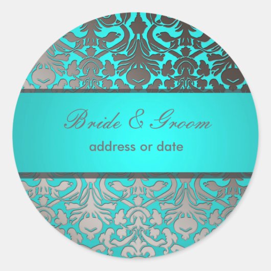 PixDezines Flora Damask Ronde Sticker (Voorkant)