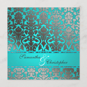 PixDezines Flora Damask Wedding Invitations Kaart
