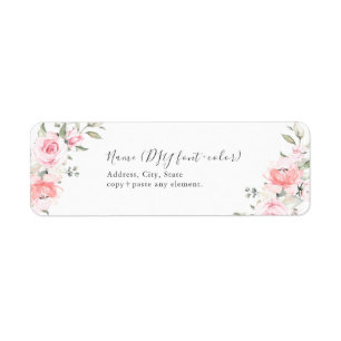PixDezines Floral Aquarelle, Étiquette Rose Blush