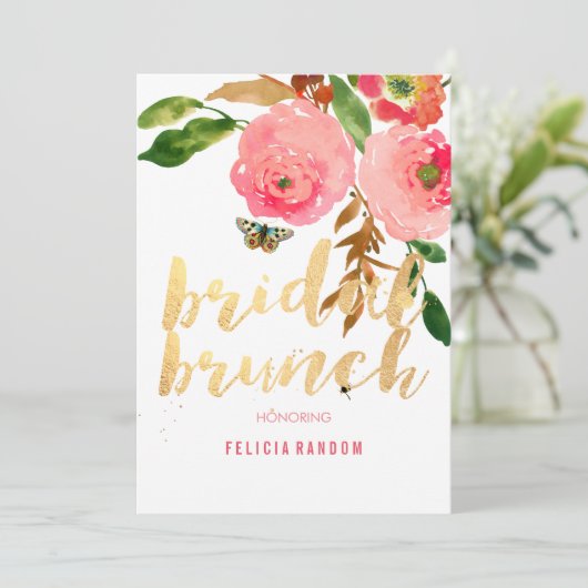 PixDezines Floral Bruids Brunch/DIY Achtergrond Kaart (Staand voorkant)