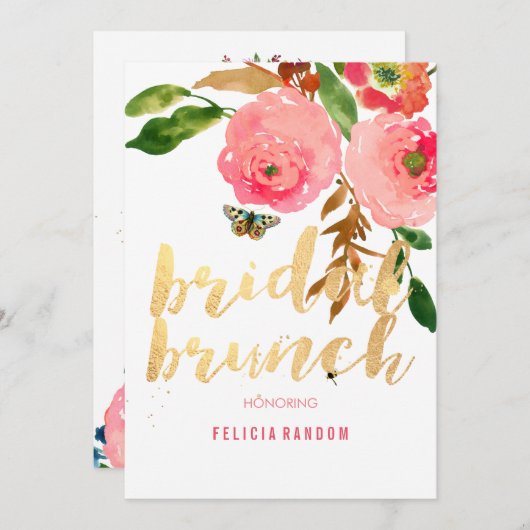 PixDezines Floral Bruids Brunch/DIY Achtergrond Kaart (Voorkant / Achterkant)