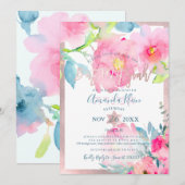PixDezines Floral Waterverf Bat Mitzvah Kaart (Voorkant / Achterkant)