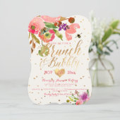 PixDezines Floral Waterverf Brunch+Bubble Kaart (Staand voorkant)