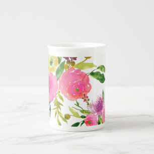 PixDezines floral/waterverf/ranunculus Porselein Kop