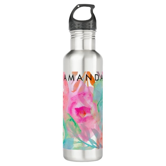 PixDezines Floral/Waterverf/Rozen Waterfles (Voorkant)