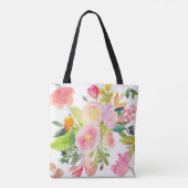 PixDezines Floral/Waterverf/Spring Bouquet Draagtas (Achterkant)