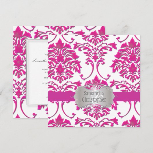 PixDezines FLORENTIUS DAMASK/HOT PINK Kaart (Voorkant / Achterkant)