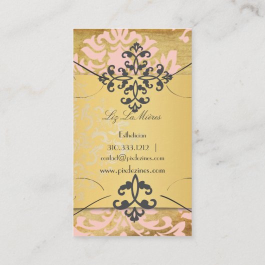 PixDezines FLORENTIUS DAMASK/PINK Visitekaartje (Achterkant)