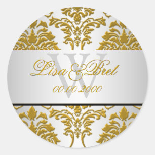 PixDezines florentius damast/nep metaal Ronde Sticker