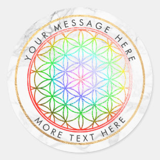 PixDezines FLOWER OF LIFE FAUX FOLIE+MARMER Ronde Sticker