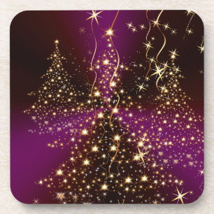 PixDezines Fonkelende Kerstbomen Bier Onderzetter