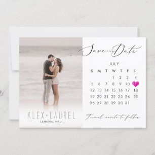 PixDezines Foto Save the Date-agenda Roze Hart Kaart